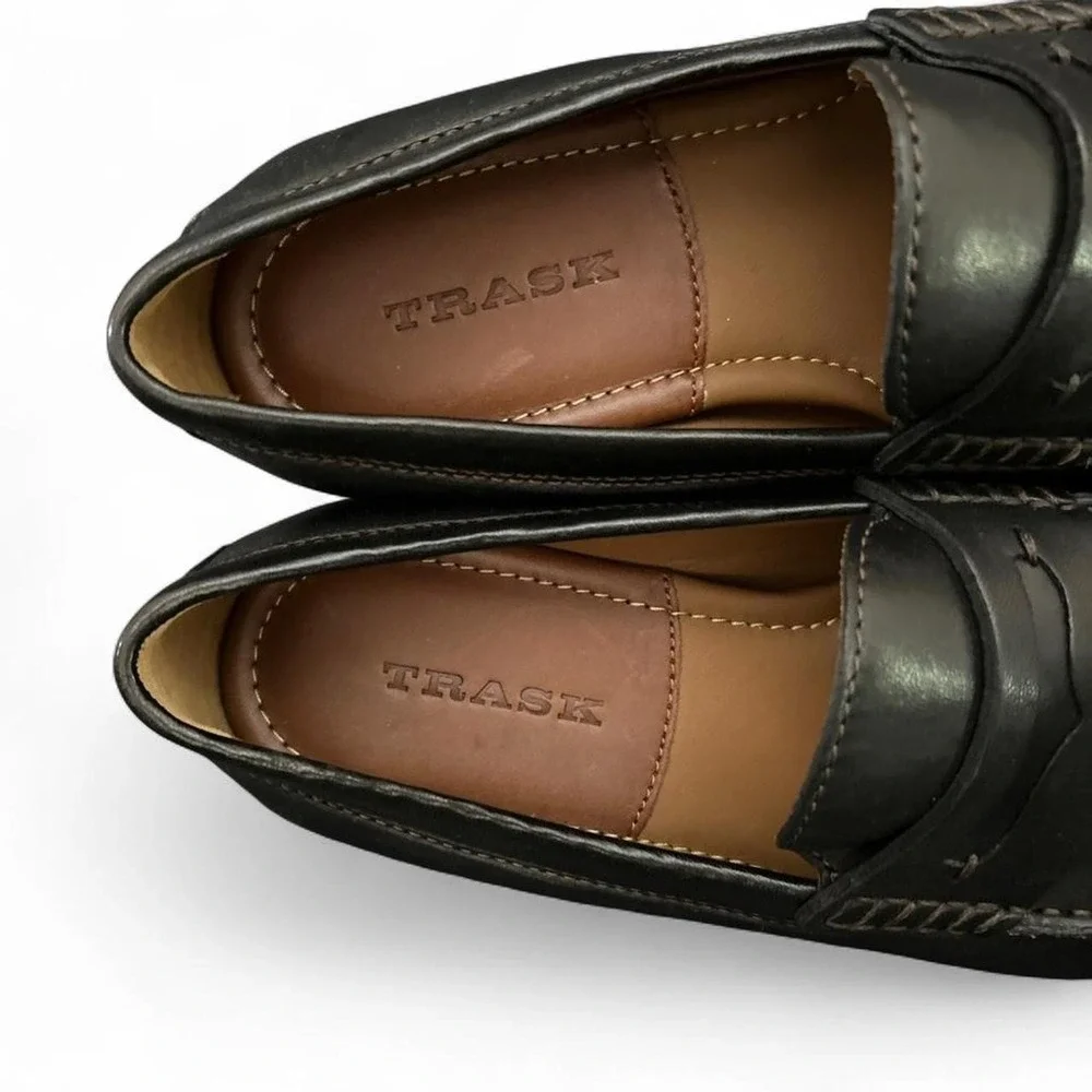 NWOT TRASK Sheepskin Leather loafers Mens US10 Leather Soles/Lining/Stacked Heel